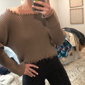 Ribbed, off the shoulder sweater!